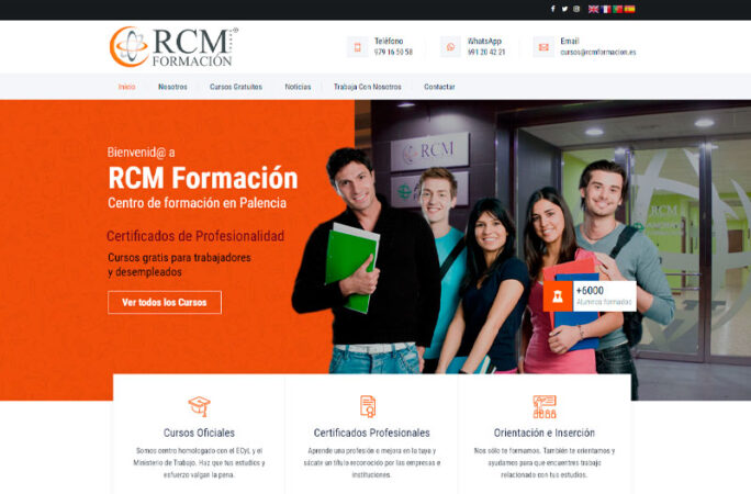 Página web de RCM Formación desarrollada por Grupo Pallantia